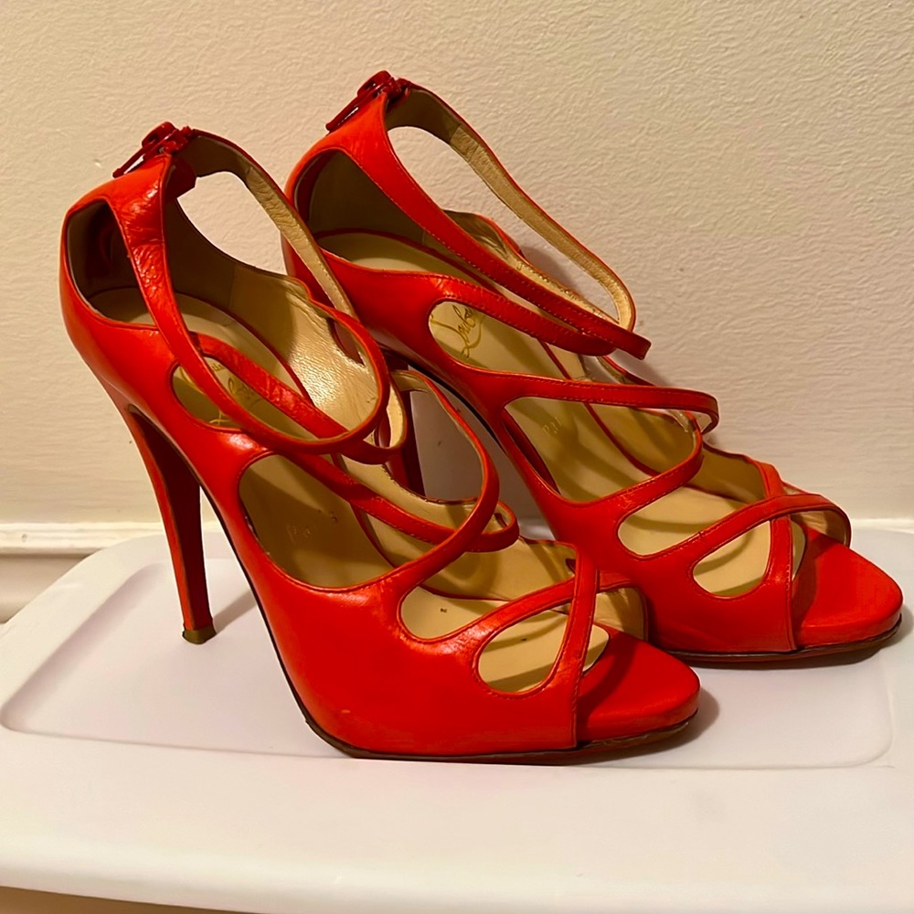 Christian louboutin orange strappy sandals - Picture 1 of 4